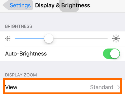 iphone settings display and brightness view