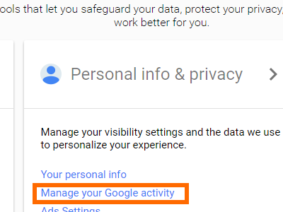 Google Account Page Manage Your Google Activity