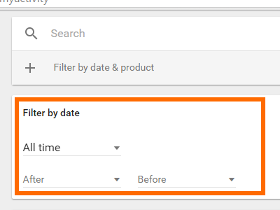 Google Activity Display Filter By Date