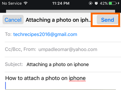 iphone Mail - create message - send button