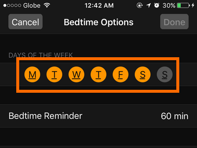 iphone-clock-bedtime-choose-days