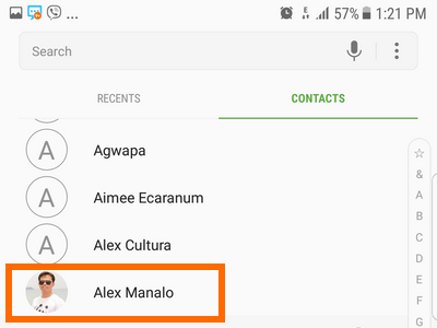 Android Home Contacts