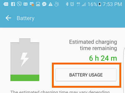 Android Settings Battery Usage