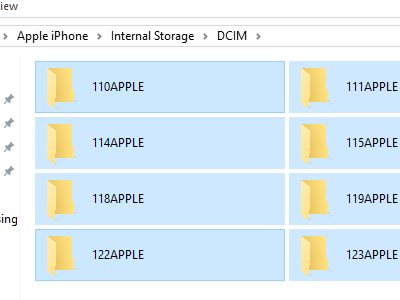 Computer iPhone Storage Drive internal DCIM Select All Folders