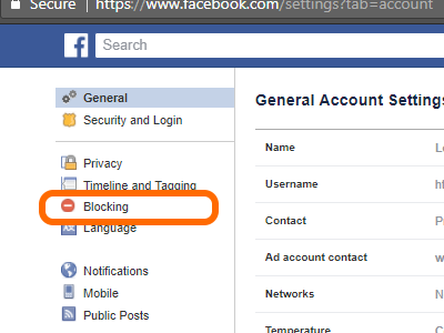 Facebook Drop Down Menu Settings Blocking