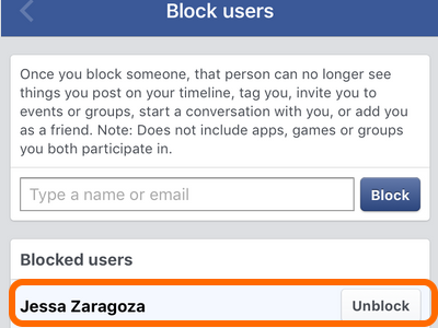 Facebook Mobile App Block Users