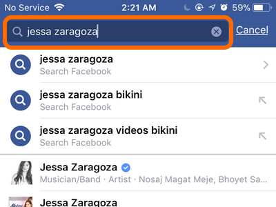 Facebook Mobile Search for User to block
