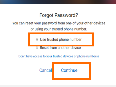 Use Trusted Phone Number to Reset
