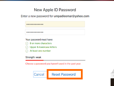 iCloud Reset Password