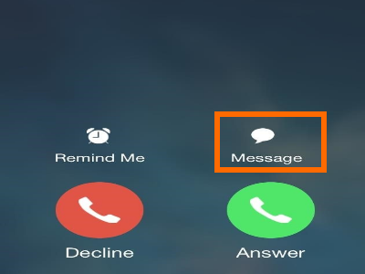 iPhone Incoming Call MEssage button
