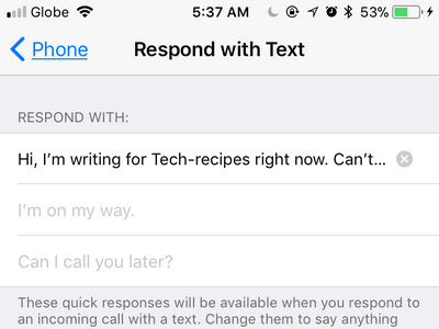 iPhone Settings Phone Respond With Text Custom Message Done