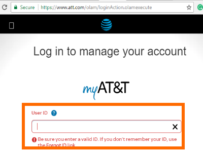 my AT&T Login Page