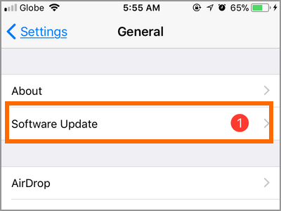 Settings General About Software Update