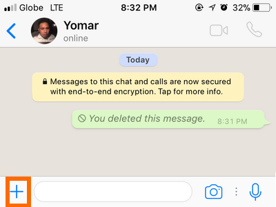 Whatsapp Chat Message Attach button