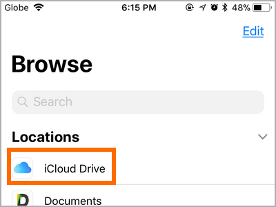 iPhone Files App Browse Tab iCloud Drive