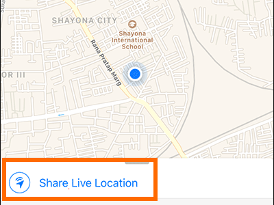 iPhone Whatsapp Share Live Location Button