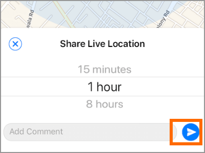 iPhone Whatsapp Share Live Location Send Button