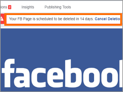 Cancel Facebook PAge Deletion