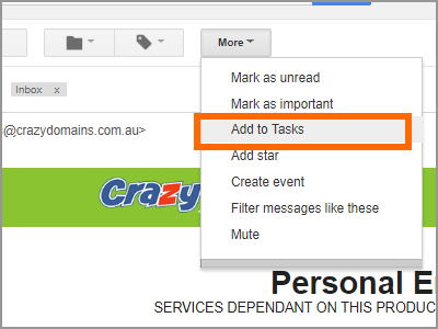 Gmail Choose Email More Add to Tasks