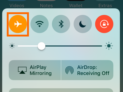 iPhone Control Center Airplane Mode icon