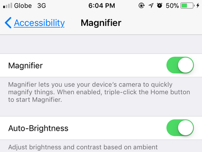 iPhone Settings Accessibility Magnifier Enabled