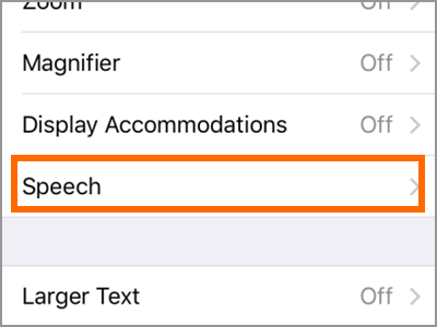 iPhone Settings General Accessibility Speech