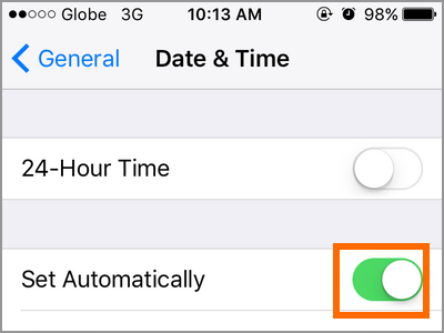 iPhone Settings General Date and Time Set Time Automatically