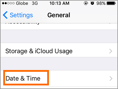 iPhone Settings General Date and Time