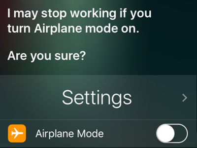 iPhone Siri Turn on Flight Mode Confirm