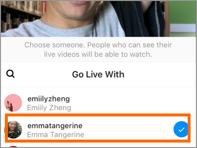 instagram Start Live Video Tap a friend name