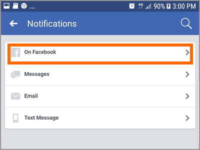 Android Facebook Settings Pages Choose Page More options Edit Settings Notifications On Facebook