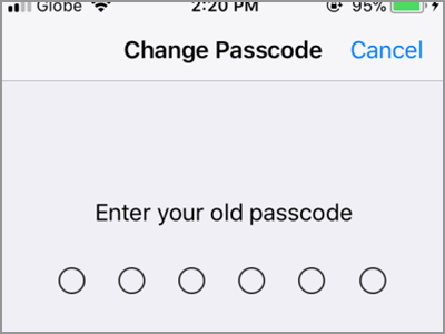 iPhone Settings Touch ID & Passcode Change Passcode Enter Code