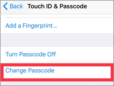 iPhone Settings Touch ID & Passcode Set Passcode Custom Change Passcode