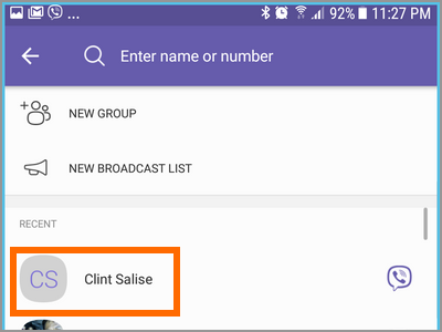 Android Viber Create Message Choose Contact
