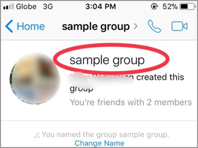 Facebook Messenger Group Name Selected
