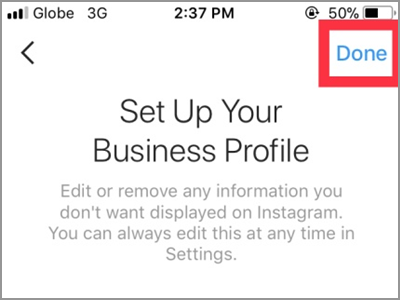 Instagram Account Settings Switch to Business Profile Connect to Facebook Private Account Change Privacy Done
