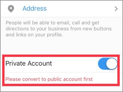 Instagram Account Settings Switch to Business Profile Connect to Facebook Private Account
