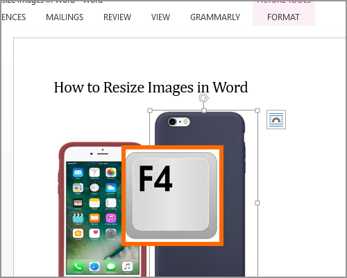 Resize Image Select new image Press F4