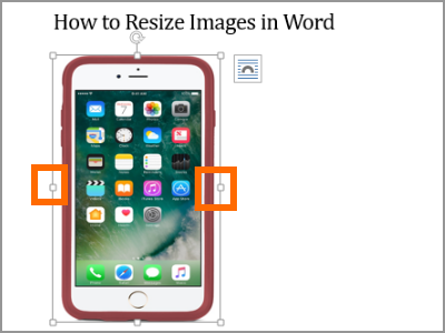 Resize Word Image Selected Left and Right Handles