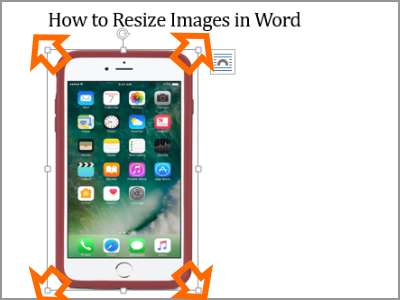 Resize Word Image Selected Move Diagonal
