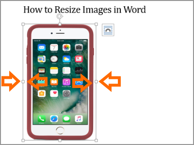 Resize Word Image Selected Move Left or Right