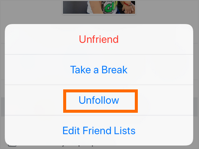 iPhone Facebook Friends Button Unfollow