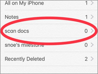 iPhone Home Notes Choose Folder