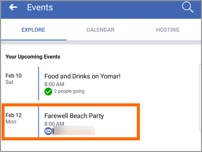 Android Facebook Menu Events Choose Event