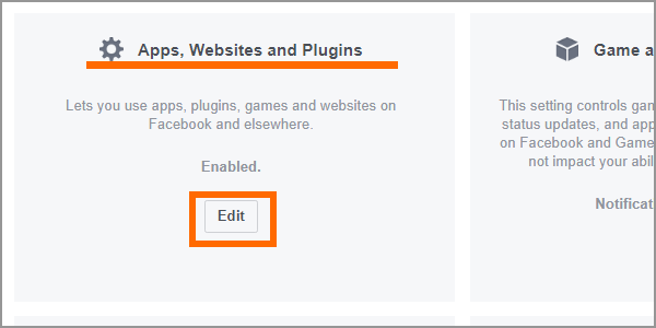 Facebook Web Login Menu Settings Apps Apps Website and Plugins Edit