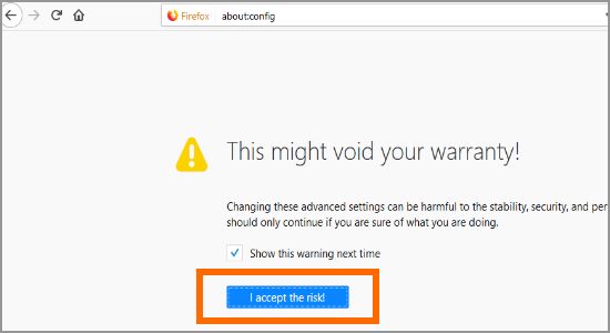 Firefox i Accept the Risk