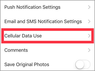 Instagram Settings Cellular Data Use