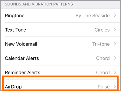 iPhone Settings Sounds Airdrop