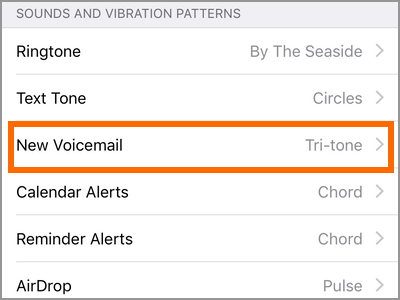 iPhone Settings Sounds New Voice Mail
