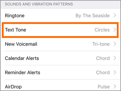 iPhone Settings Sounds Text Tone